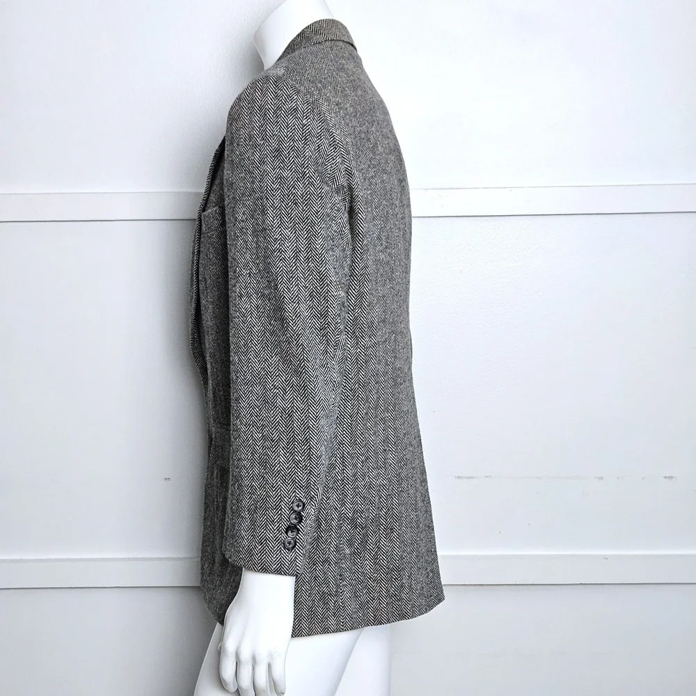 John Alexander Mens Herringbone Blazer Sport Coat Grey Black White Size 39R